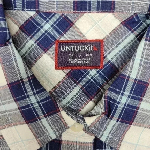 Untuckit Women's Button Down Long Sleeve Blue & White Plaid Size 8 - Picture 3 of 4